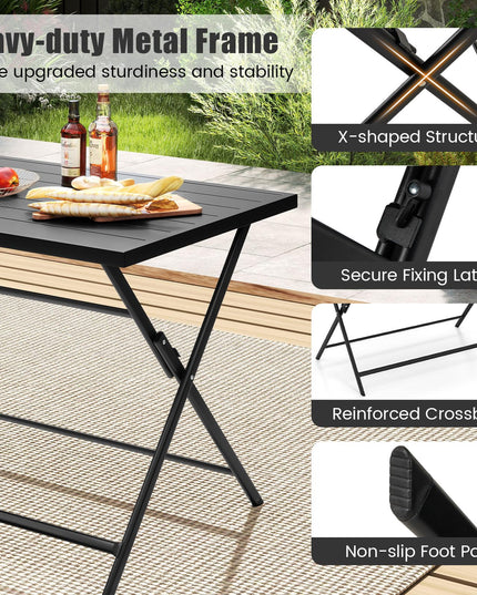 Table à manger d'extérieur pliante Giantex pour 4-6 personnes (122 x 76 cm)
