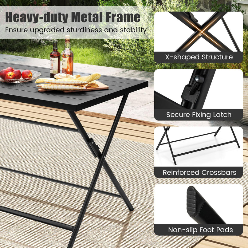 Table à manger d'extérieur pliante Giantex pour 4-6 personnes (122 x 76 cm)