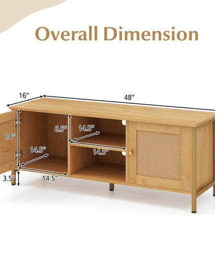 Giantex TV Stand for TVs up to 55'' - Farmhouse Entertainment Center with 2 Cabinets, Storage Shelves