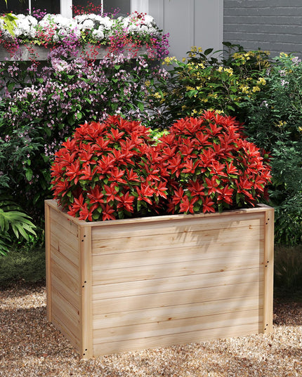 Giantex 40"x25"x26" Elevated Planter Box with Open-Ended Base for Deep-Rooted Plant