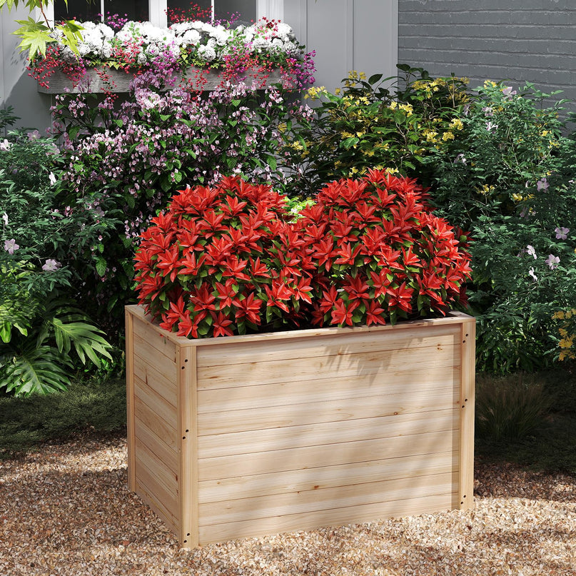 Giantex 40"x25"x26" Elevated Planter Box with Open-Ended Base for Deep-Rooted Plant