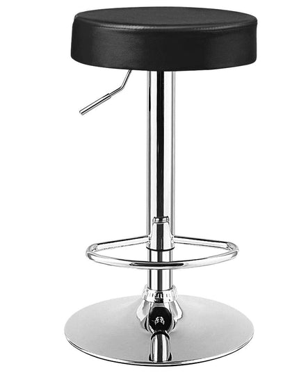 Modern Swivel Backless Round Barstool, PU Leather Armless bar Chair with Height Adjustable, Chrome Footrest