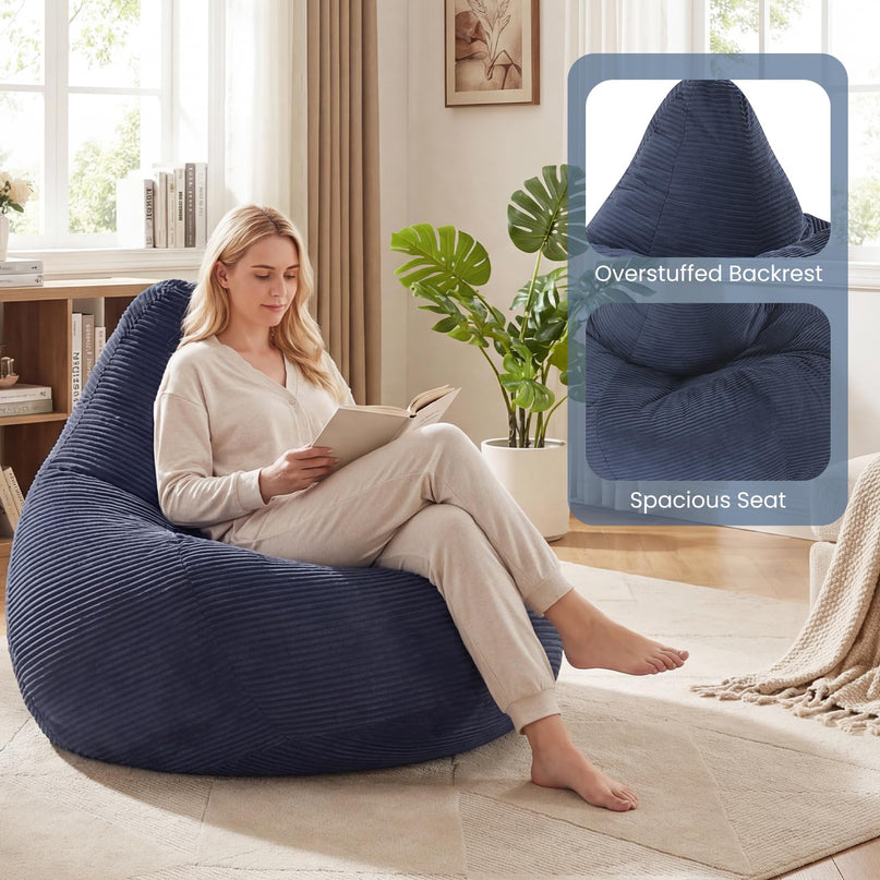 Giantex Bean Bag Chair for Adults with Skin-Friendly Corduroy Cover & Soft Sponge Filling
