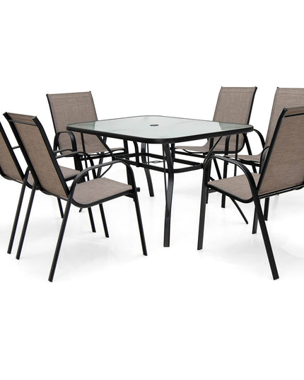 Giantex 7 Piece Patio Dining Set, Outdoor Dining Table Set with 6 Stackable Chairs