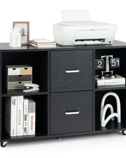 Giantex File Cabinet Office Organization - Filing Cabinet W/ 2 Drawers, 4 Open Compartments