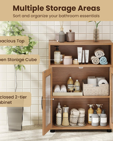 Giantex Bathroom Storage Cabinet with 2 Doors & 3-Level Adjustable Shelf
