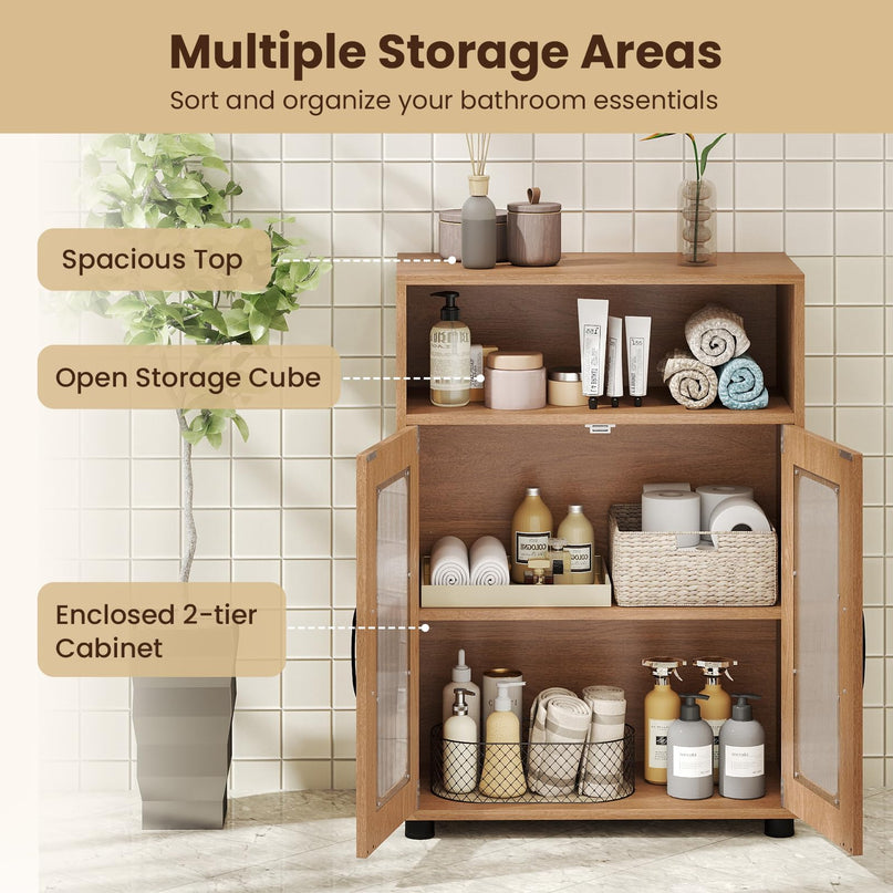 Giantex Bathroom Storage Cabinet with 2 Doors & 3-Level Adjustable Shelf