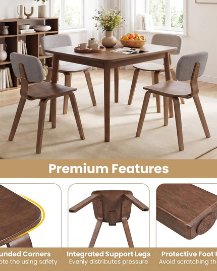 Giantex Rubber Wood Dining Room Chairs with Teddy Velvet Padded Backrest & Ergonomic Seat