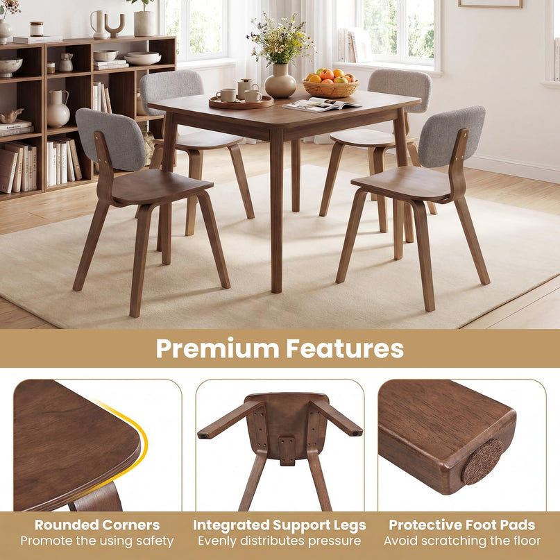 Giantex Rubber Wood Dining Room Chairs with Teddy Velvet Padded Backrest & Ergonomic Seat