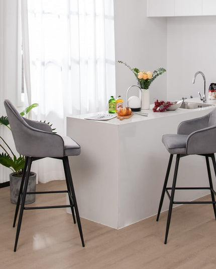 Giantex Modern Low Back Bar Chairs for Kitchen, Pub, Bistro, Grey