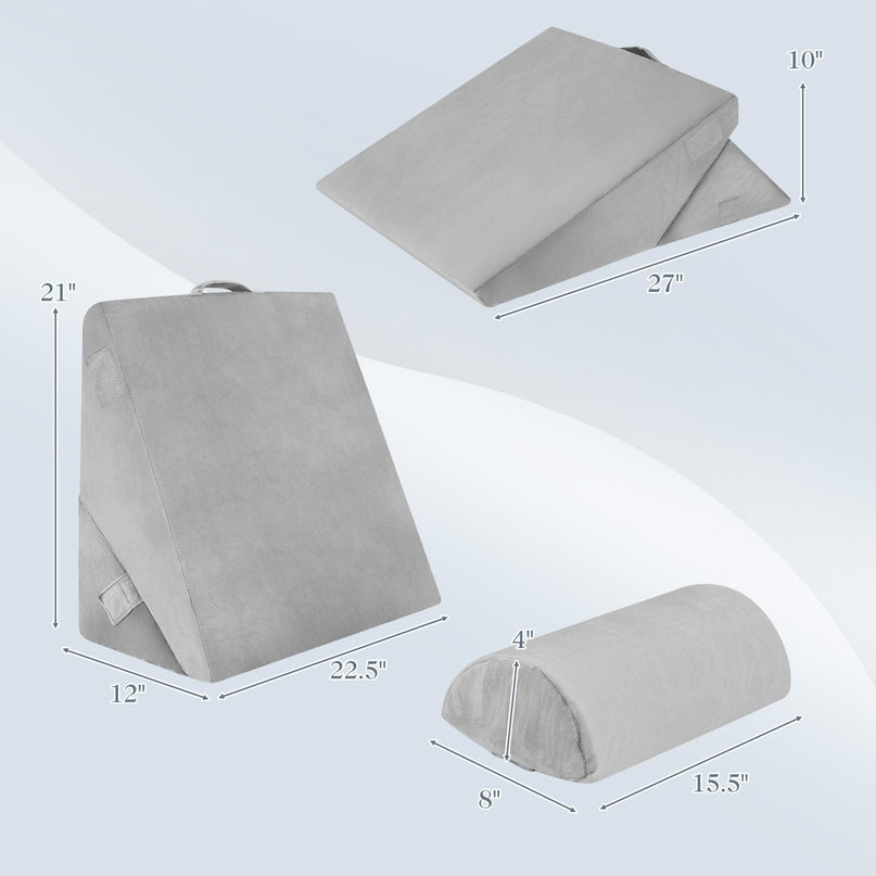 Giantex Bed Wedge Pillow for Sleeping, 12 Inch Adjustable Triangle Pillow with Air Memory Foam