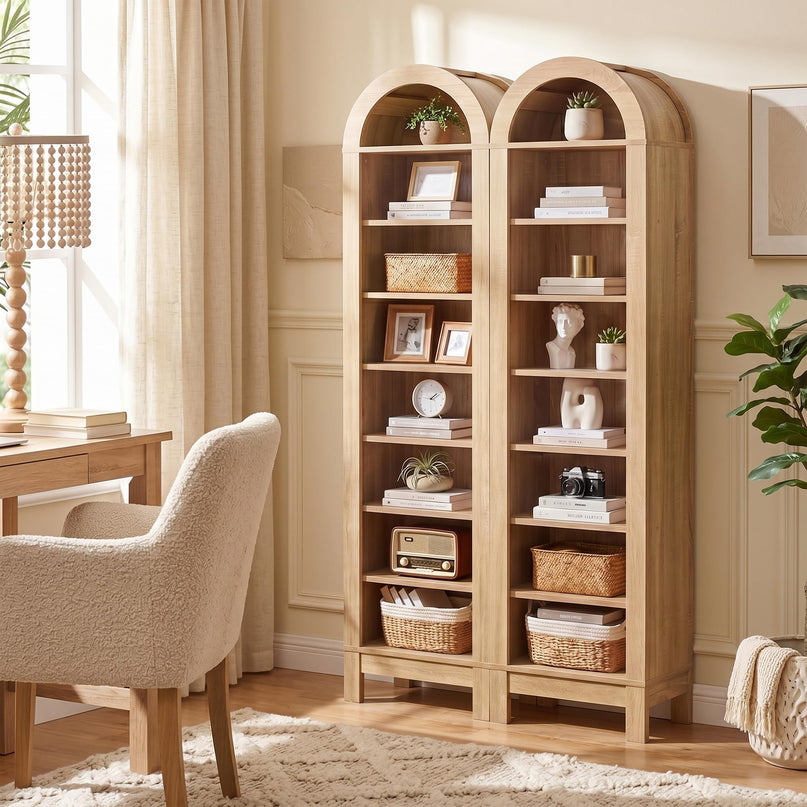 Giantex 71" Tall Arched Bookcase for Living Room