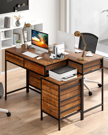 Bureau d'ordinateur Giantex avec 5 tiroirs | Bureau de maison/bureau de 129,5 cm avec classeur