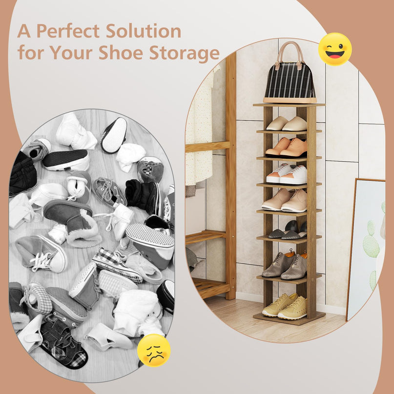 Giantex Étagère à chaussures verticale à 8 niveaux pour salon