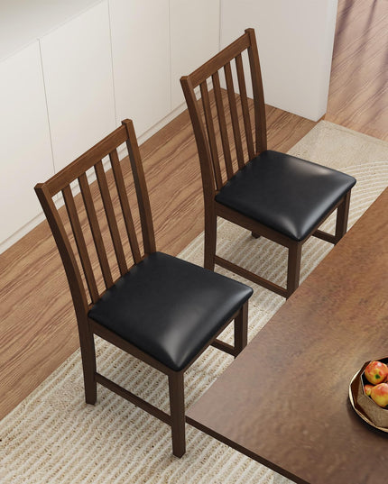 Giantex Wooden Dining Chairs Set of 2/4 Faux Leather Upholstered Kitchen Chair