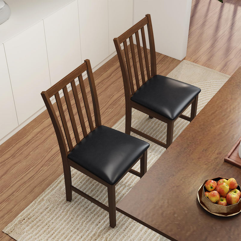 Giantex Wooden Dining Chairs Set of 2/4 Faux Leather Upholstered Kitchen Chair