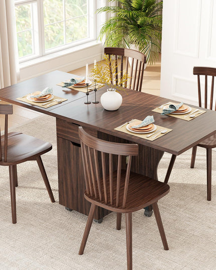 Table à manger pliable Giantex 3-en-1 avec 2 tiroirs et 2 placards