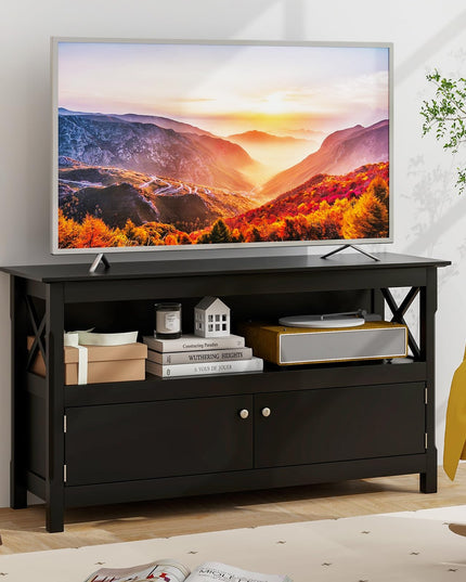 Giantex TV Stand with Power Outlet for TVs up to 50 Inch, Entertainment Center with 2-Door Cabinet
