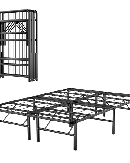 14 Inch Foldable Metal Mattress Foundation | Heavy Duty Bed Frame with Steel Slat