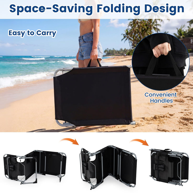 (下架）Giantex Tanning Chair Folding Beach Chair w/Face Arm Hole, Washable Pillow, Pocket