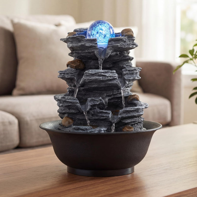 Fontaine à eau de table Giantex avec boule de cristal rotative et lumières LED