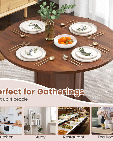 Giantex 42” Round Dining Table, Modern Kitchen Table with Pedestal Base, Solid Wood Frame