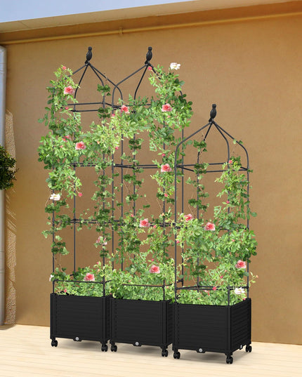 Giantex Raised Garden Bed with Tomato Cages, Obelisk & Bird Top