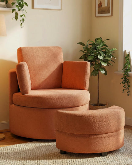Fauteuil pivotant Giantex 360° avec pouf de rangement demi-lune