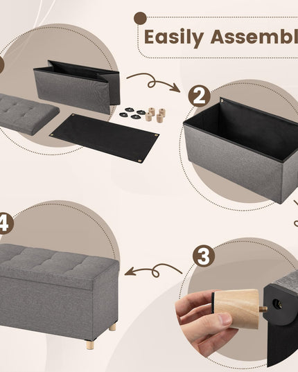 Giantex Storage Ottoman Bench with Tray Lid（38.1D x 76.2W x 39.4H cm）