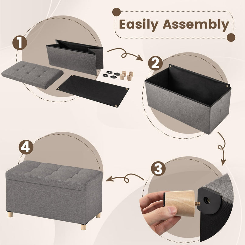 Giantex Storage Ottoman Bench with Tray Lid（38.1D x 76.2W x 39.4H cm）