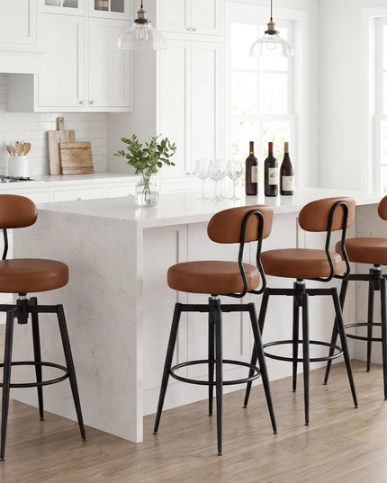 Giantex Swivel Barstools Set w/Upholstered Seat & Back