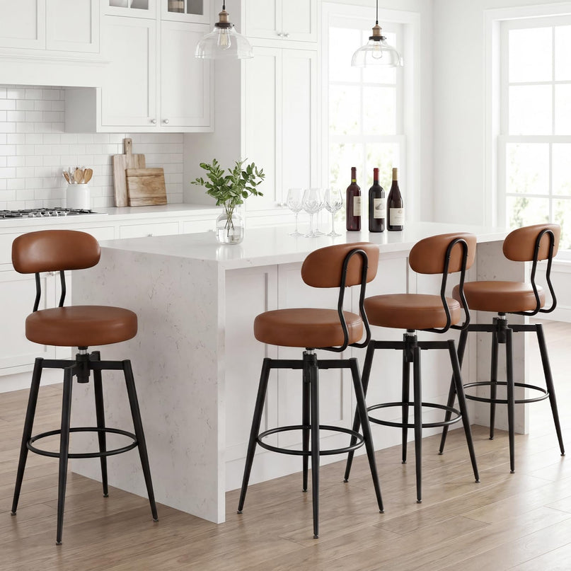 Giantex Swivel Barstools Set w/Upholstered Seat & Back