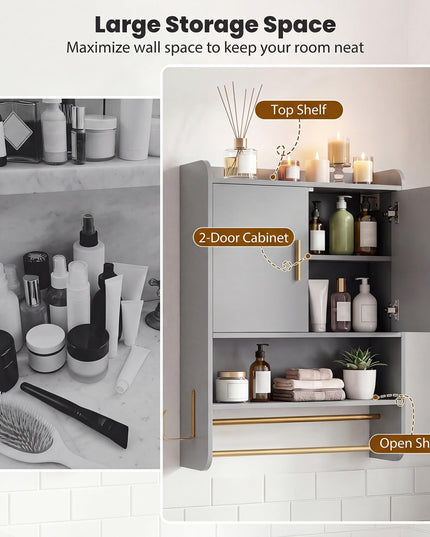 Giantex Bathroom Wall Mounted Medicine Cabinet w/Towel Bars & Toilet Paper Holder