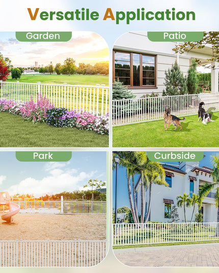 Giantex White Picket Fence - 2 Panels, 80''W x 37.5''H Decorative Outdoor Garden Fence