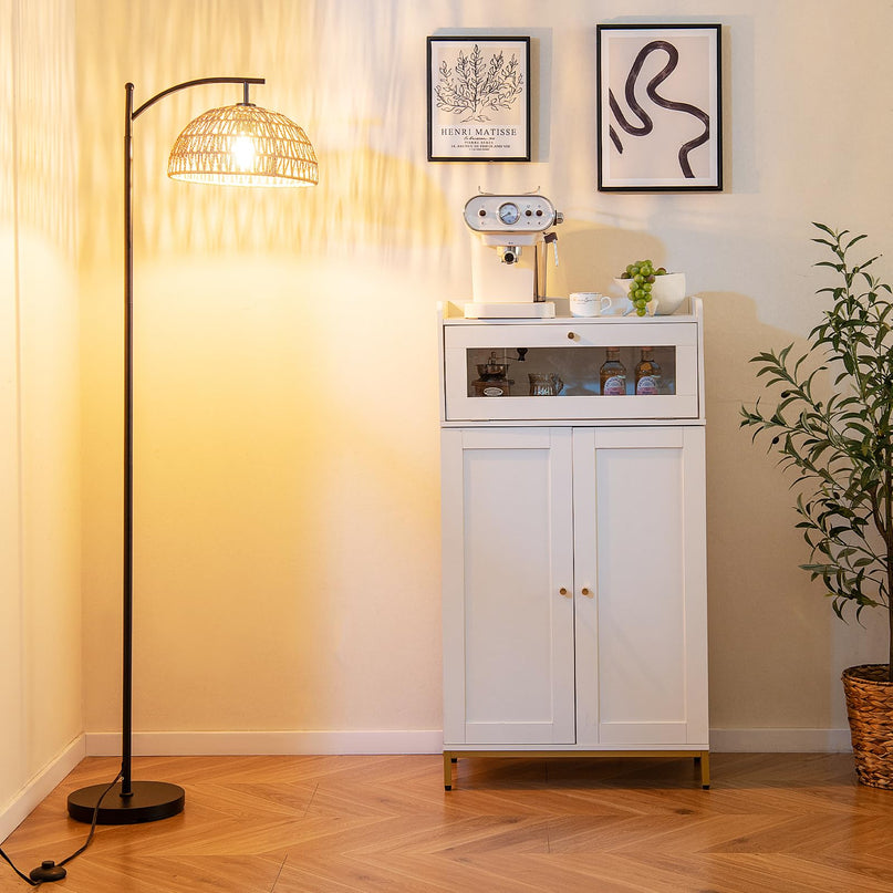 Giantex Boho Floor Lamp with Handwoven Paper Rope Shade