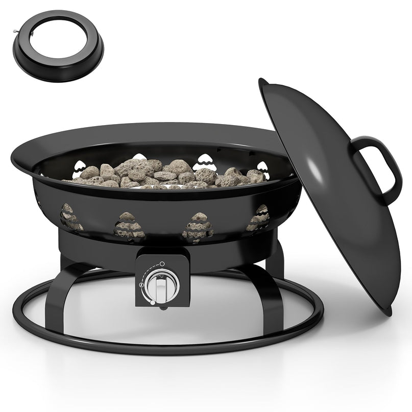 Giantex Portable Propane Fire Pit 21 Inch Smokeless Fire Bowl with Cover