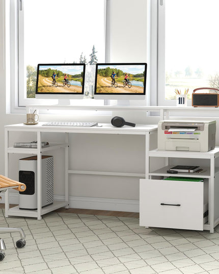 Giantex 66 Inch Home Office Workstation with Charging Station