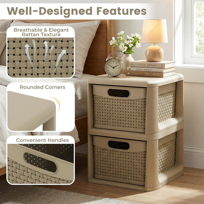 Giantex 2-Drawer Plastic Wicker Storage Organizer (1/2)