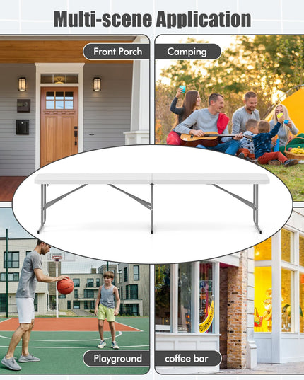 Giantex 6 Feet Plastic Folding Bench, Portable Picnic Seat for BBQ Party Camping Dining, HDPE Top