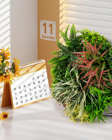 Giantex 2 Pack Hanging Artificial Plants Panels, 20" Round Framed 3D Greenery Wall Art Decor