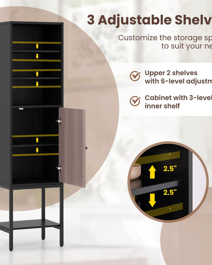 Giantex 57” Tall Bathroom Storage Cabinet, Bathroom Floor Cabinet with Door, Adjustable Shelves & Foot Pads