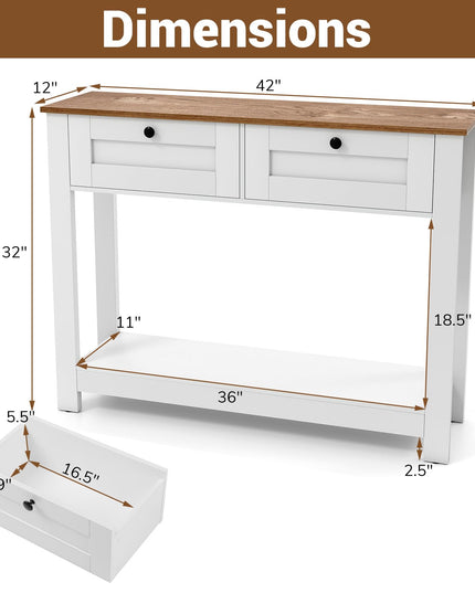 Giantex 42" Farmhouse Console Table with 2 Drawers