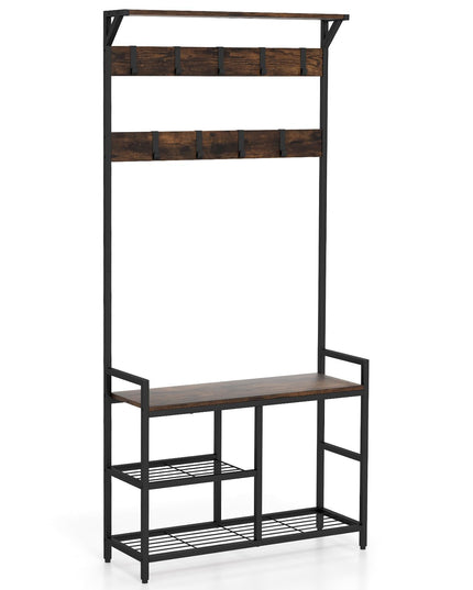 Giantex 3-in-1 Coat Rack, 71" Hall Tree with Shoe Bench