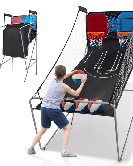 Giantex Folding Basketball Arcade Game, Dual Shot Electronic Basketball Hoop Arcade Game with 8 Game Modes