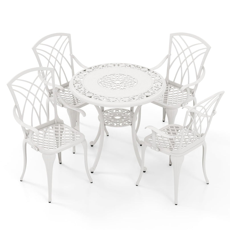 Giantex 5 Piece Patio Dining Set, All Weather Resistant Cast Aluminum Patio Furniture Set for 4
