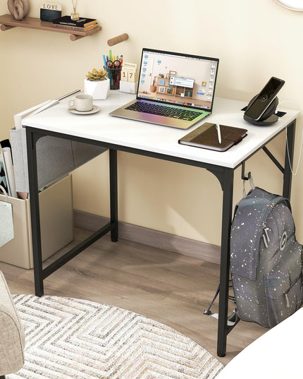 Giantex Conference Table with Charging Station, 2/4/6 PCS 32" x 24" Rectangular Meeting Room Desk with Storage Bag & Hook