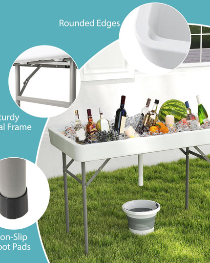Giantex 46" Outdoor Chill Bar Table with Drain & Removable Matching Skirt