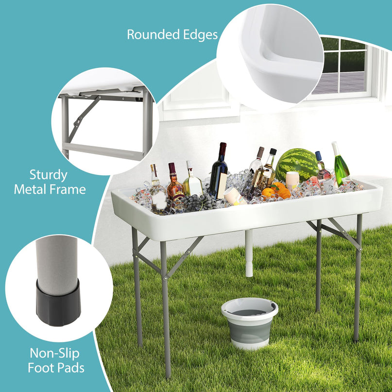 Giantex 46" Outdoor Chill Bar Table with Drain & Removable Matching Skirt