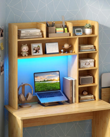 Giantex 35.5" Desktop Bookshelf with LED Lights