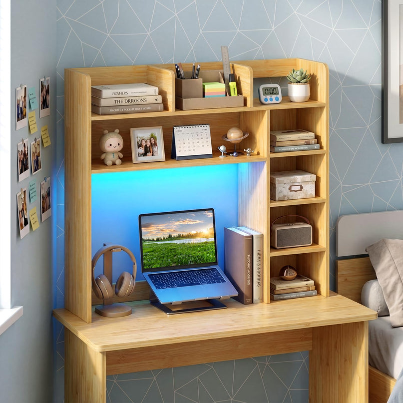 Giantex 35.5" Desktop Bookshelf with LED Lights
